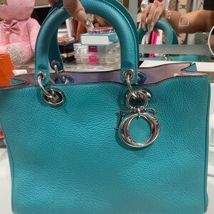 Dior Blue Tote with Silver Accents